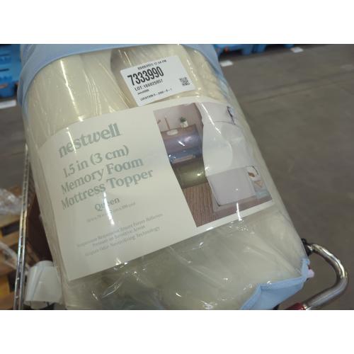 Size Queen Color White Nestwell 1.5-Inch Memory Foam Queen Mattress Topper in Neutral