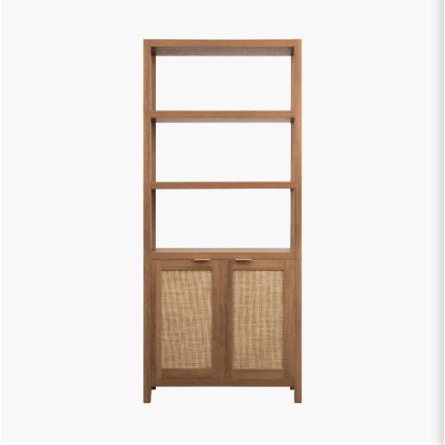 Savanna Rattan Bookshelf Reclaimed Caramel Oak