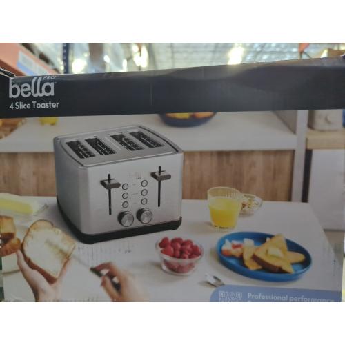 Silver Stainless Steel 4-Slice Toaster with Extra Wide Slots by bella PRO