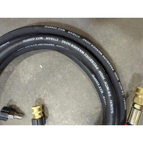 Black and Red NAINAI 3/8 Kink Resistant Pressure Washer Hose,Industrial Grade Double Layer Steel Braided & NonMarking Rubber for Hot/Cold Water Power Washer Hose With 3/8 Inch Quick Connector,4200PSI Length unknown