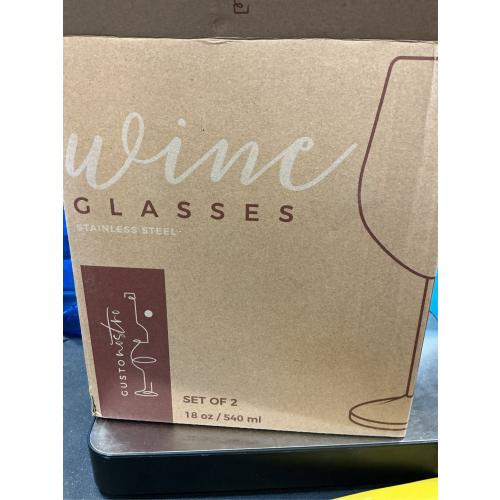 Gusto Nostro Stainless Steel Wine Glass - 18 oz - Cute, Unbreakable Wine Glasses for Travel, Camping and Pool - Fancy, Unique and Cool Portable Metal Wine Glass for Outdoor Events, Picnics (Set of 2)