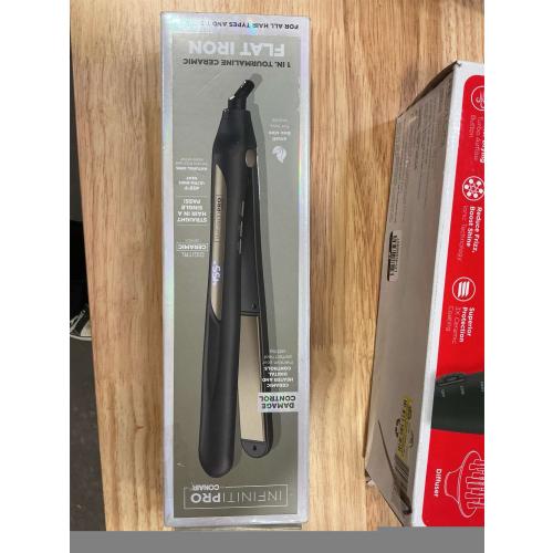Infiniti PRO CONAIR Tourmaline Ceramic 1 Inch Flat Iron Hair Straightener, 1-Inch Flat Iron to Straighten or Curl, 5 Heat Settings, for All Hair Types and Textures, Dark Grey