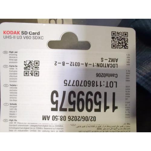 Kodak 128GB UHS-II U3 V60 Ultra Pro SDXC Memory Card