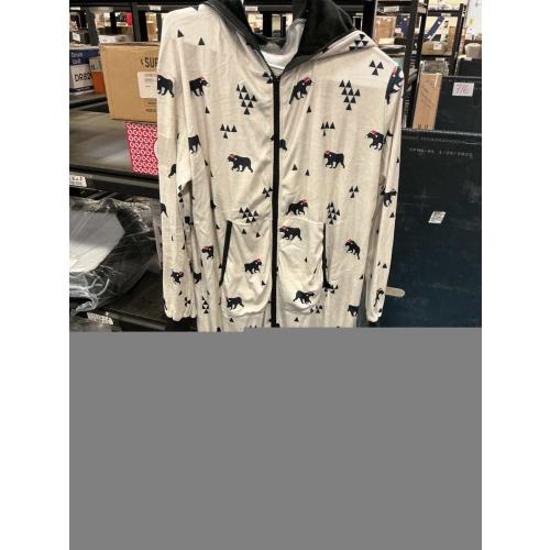 Size XL Couples Matching Christmas Jumpsuit for Adults Printed Zipper Fleece Pajamas Hoodie Women Men Holiday Pocket Sleepwear