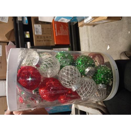 25PCS Christmas Ornaments Set, 2.36/6CM Assorted Clear Plastic Shatterproof Ball Hanging Ornaments for Xmas Tree Decorations, for Indoor Home Holiday Decor - Red/Green/White.
