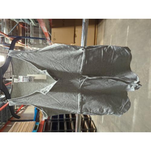 Sleeveless Drawstring Waist Button Tank Romper Heather Grey S