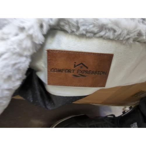 Comfort Expression Orthopedic Dog Bed for Extra Large Dogs , Waterproof Egg Crate Foam L Pet Bed with Removable Bolsters, Dog Couch with Washable Cover & Non-Slip Bottom, Gery White