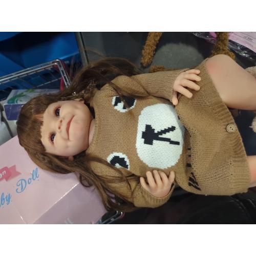 Reborn Baby Doll, 55.88 cm Soft Vinyl, Lifelike Eyes, Deep Brown with Bunny Ears, Collectible