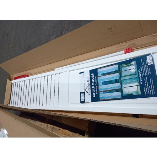 80 in. x 36 in. Plantation Louver-Panel Solid Core White Wood Bi-fold Door with Hardware