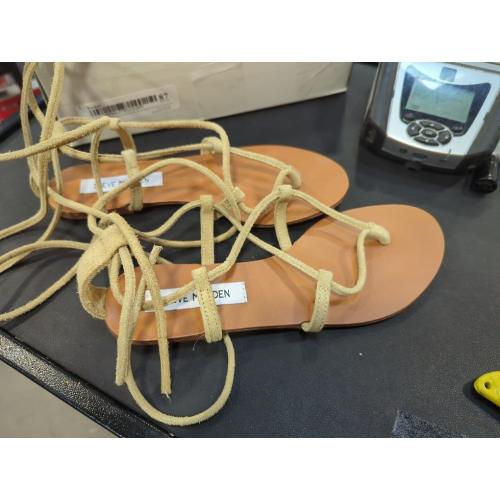 Size 7.5 Women's Open Toe Lace Up Gladiator Flat Sandals，Slip on Roman Sandals