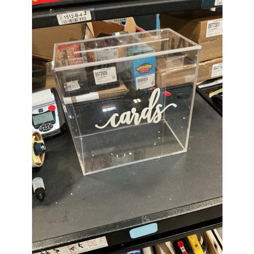 UNIQOOO Clear Acrylic Card Box w/Slot, Thick DIY Wedding Box Blank White Print, Large 10x10x5.5 in, for Reception Decoration Fundraiser Money Box Election Ballot Graduation Keepsake Party Favor