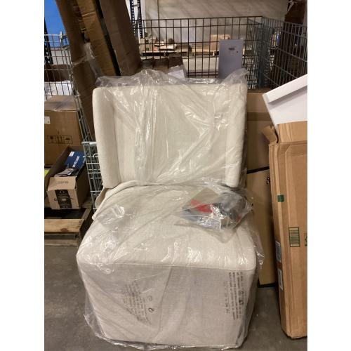 Upholstered Dining Chair with Casters, Wingback Modern Side Armless Deskchair with Rollers for Diningroom Bedroom Livingroom Reading Room