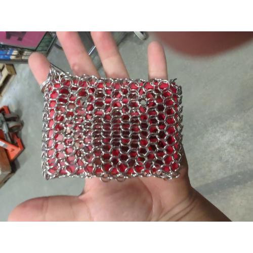 Herda 316L Cast Iron Scrubber Cleaner, Large Cast Iron Chain Mail Scrubber - Chainmail Scrubber Sponge - Metal Skillet Scrubbing, Wok, Dutch Oven Cleaning Kit