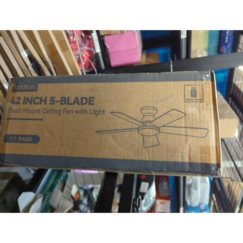 42 Dark Brown addlon Ceiling Fans with Lights, 42 Inch Low Profile Ceiling Fan with Light and Remote Control, Flush Mount, Reversible, 3CCT, Dimmable, Quiet, Small Ceiling Fan for Bedroom Indoor/Outdoor Use