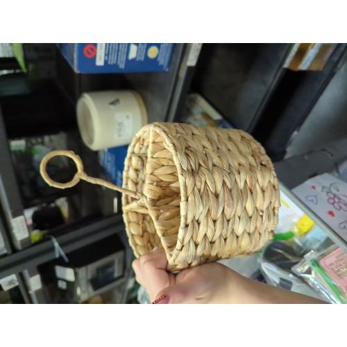 Glenmal Wicker Flatware Storage Basket Utensil Caddy Hand Woven Divided Cutlery Holder Kitchen Utensil Organizer Water Hyacinth Silverware Organizer with Handle for Countertop Party (Round)