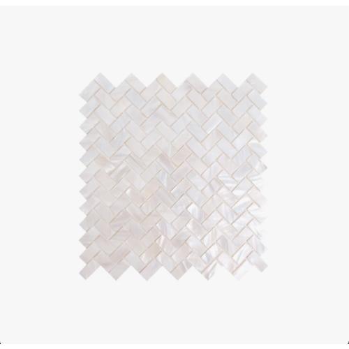 Mother of Pearl 0.6 x 1.2 Seashell Chevron Mosaic Tile Box