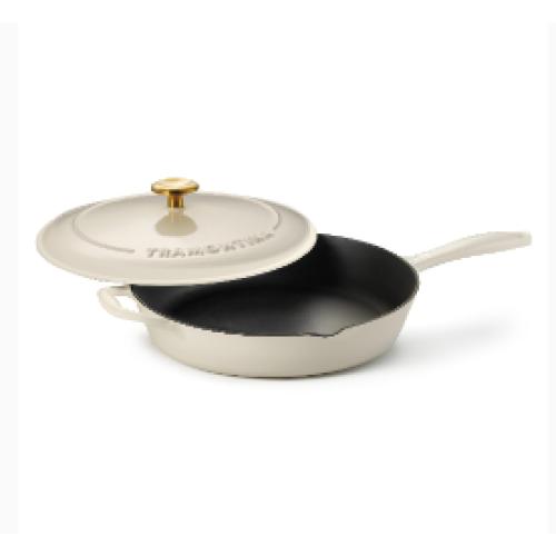 Tramontina Bestow Enameled Cast Iron Skillet with Lid, 12-inch Frying Pan, Blue