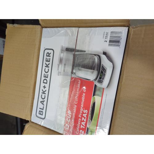 12-Cup Digital Coffee Maker, Programmable Washable Basket Filter Sneak-A-Cup Auto Brew Water Window Keep Hot Plate white