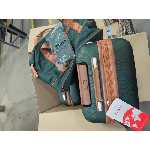 Green and Brown 4Pc Joyway Carry On Luggage Expandable Suitcase with Spinner Wheel, 4 Piece Hard Shell Luggage Set with TSA Lock(Green brown)
