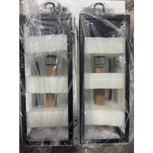 DORESshop 20 Inch Large Size Dusk to Dawn Outdoor Wall Lights, Matte Black Waterproof Anti-Rust Outdoor Light Fixtures Wall Mount with Clear Glass Shade for Porch, with T30 Light Bulbs, 2 Pack