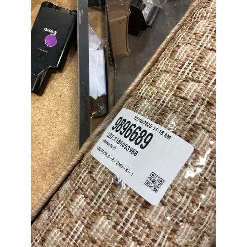 DEXI Hallway Runner Rug 3.3x6.7, Woven Braided Farmhouse Runner Carpet Indoor, Absorbent Thin Long Entryway Runners for Kitchen, Laundry Room, Patio Entrance, Checkered Beige