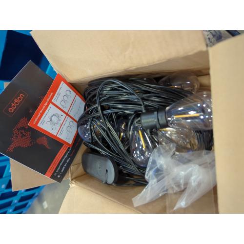 addlon 54FT(48 6) Solar String Lights Outdoor Waterproof with USB Charging & Remote Control - Dimmable Solar Power Patio Lights with LED Bulbs for Porch, Garden, Yard, Market, Bistro - Last for 20 Hrs