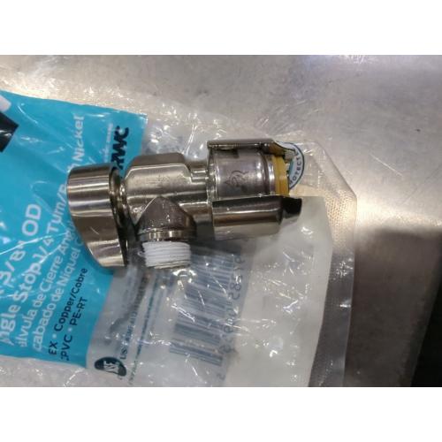 SharkBite 1/2-in Push-to-connect x 3/8-in OD Compression Brushed Nickel Quarter Turn Stop Angle Valve