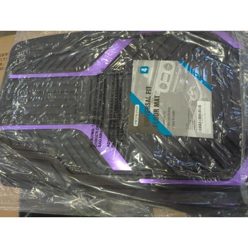 PIC AUTO Heavy Duty Rubber Floor Mats, Purple Aluminum Film Car Mats Set, Front and Rear Car Mats with Anti-Slip Backing, All Weather Protection, Trim-to-Fit for Automotive SUV, Sedan, Van