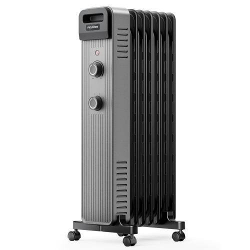 Pelonis Oil Filled Radiator Heater for Large Space, 2025 Upgraded, Space Heaters with 1500W Quiet Warmth Radiant Heater, 3 Heating Modes, Overheat & Tip-Over Protection, Adjustable Thermostat, Black