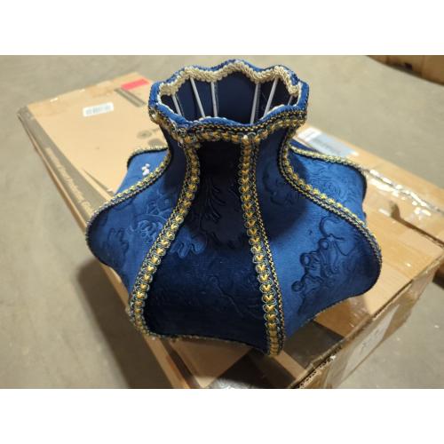 European Style Table Lamp with Fabric Lampshade Hand-Made Antique Varnished Resin Lampbody Victorian Style Table Lamp for Living Room Bedroom(Blue)