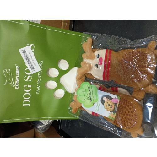 EXPAWLORER Christmas Anti Slip Dog Socks to Prevent Licking Paws, Boots & Paw Protectors with Grippers,Doggie Booties for Hardwood Floors for Large Senior Dogs Lifelike Costume Reindeer large