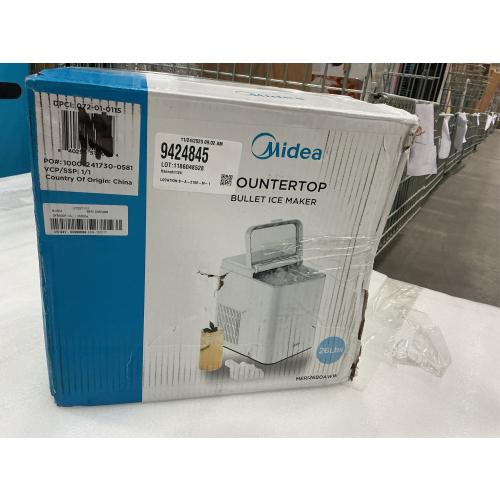 Midea MERI26B1AGY Countertop Bullet-Ice Maker, 8 Ice Bullets Ready in 6 Minutes, 26lbs/24H, Self-Cleaning Function with Ice Scoop and Basket for Home/Office/RV