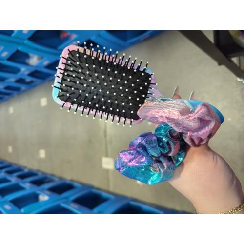 Hair Brush and 2 Scrunchies Set Inspired Detangling and Ties,Detangler Brush with Soft & Flexible Bristles for All Hair Types for Women & Girls (pink)