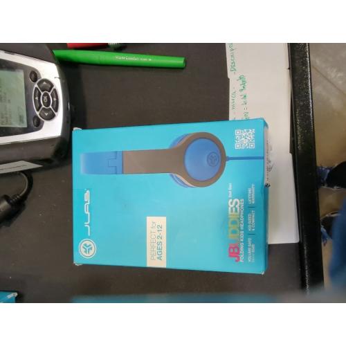 JLab JBuddies Folding Kids Wired Headphones Gen 2, Blue/Grey, Toddler Headphones, Noise Isolation, Kids Safe, Volume Limiting, for Children Ages 2