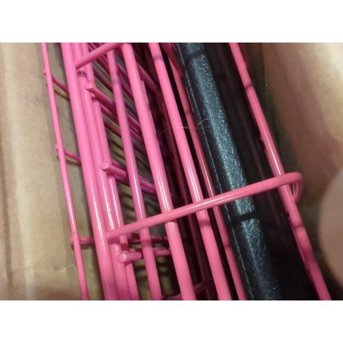 FDW Dog Crate for Large Dogs 48 Inch Folding Metal WirePet Cage Double Door W/Divider Panel Indoor Outdoor Kennel Leak-Proof Plastic Tray,Pink