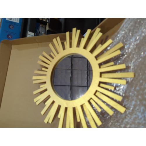 Gold Rising-Sun Mirror Wall Decor with Remote-Control Multicolor Lights,12 inch Boho Wall Decor for Bedroom Living Room Bathroom Kitchen (Gold 12in)