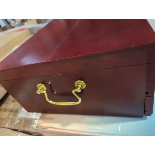 Silverware Storage Box, Kitchen Drawer Organizer, Drawer-containing flap-type storage box, Wood Chest, with Tarnish Proof Felt Lined, Storage Silver Chest for Kitchen (2 layer)