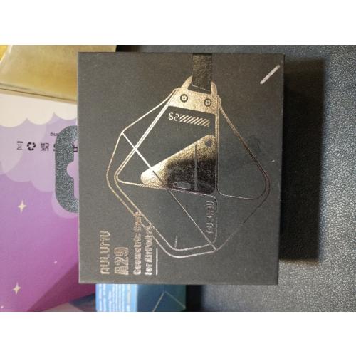 Aulumu A29 Geometric AirPods 4 Case with Lock | Protective Cover with Nylon Buckle | Alloy Armour | Compatible with Apple AirPods 4th (2024) - Black