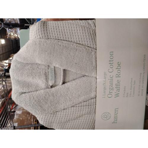 Haven Waffle Large/X-Large Organic Cotton Robe in Lunar Rock
