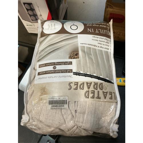 Pinch Pleat Semi Sheer Curtains 84 Inches Long for Bedroom,Elegant Natural Beige Faux Linen Light Filtering Heat Textured Curtains 2 Panels Set with Track Hooks/Rings for Living Room Windows W40 xL84