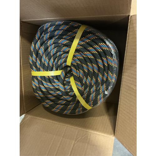 Double Braided Polyester Rope (1/2 Inch x 200 Feet) 48 Strands Strong Arborist Rope Climbing for Tree Work Pulling Swing Sailing, Black/Blue