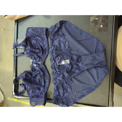 Size 38C...MakeMeChic Women's Plus Size 2 Piece Lingerie Set Floral Lace Sheer Underwire Bra and Panty Set