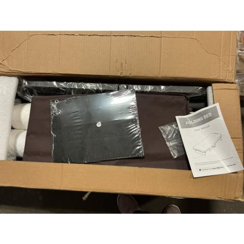 Folding Bed with Mattress, Portable Foldable Bed for Adults, Roll Away Guest on Wheels, Memory Foam Mattress and Metal Frame, Space Saving Fold Up for Easy Storage, 75 x 31