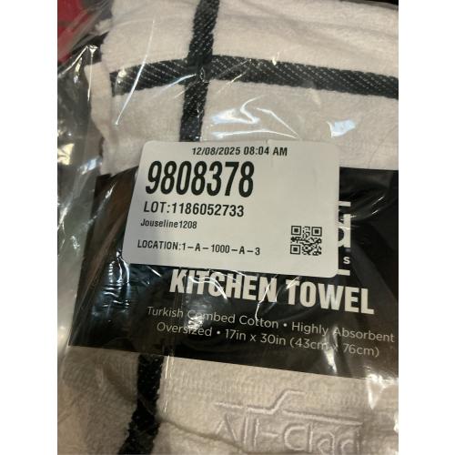3 Packs All-Clad Checked Cotton Kitchen Towel, Almond