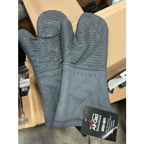 All-Clad Silicone Oven Mitts: Heat Resistant up to 500 Degrees - 100% Cotton & Silicone, 14x7 Oven Mitt for Kitchen and Barbeque, 2-Pack, Pewter