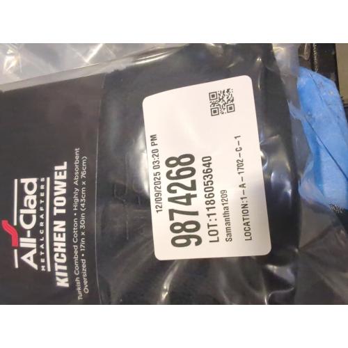 All-Clad Solid Kitchen Towel: Highly Absorbent, Super Soft Long Lasting - 100% Cotton, 17x30 Tea Towel for Cleaning & Drying Dishes, Pans, Glassware, or Countertops, (3-Pack), Black