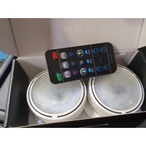 LED Puck Lights with Remote Control, Battery Operated Wireless Closet Light, Under Cabinet Lights Stick on Tap Light, Color Changing Under Counter Light for Kitchen, 2 Pack - White