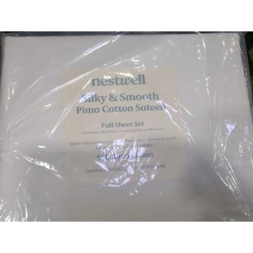 Nestwell Silky And Smooth Pima Cotton Sateen Full Sheet Set 500 Thread Count Bright White