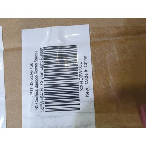 LazBlinds No Tools No Drill Cordless Bamboo Roman Shades, Light Filtering Window Treatment, Roll Up Bamboo Blinds for Windows 35'' W x 64'' H, Ceylon Light Russet