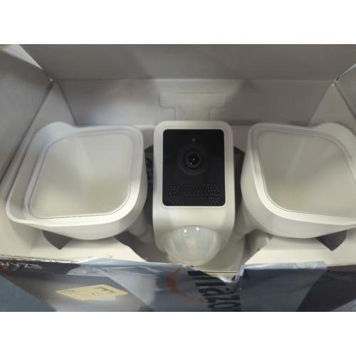 Color White Wyze Wired Outdoor Wi-Fi Floodlight v2 Home Security Camera with 2K Video, Color Night Vision, Motion Activated LEDs - White